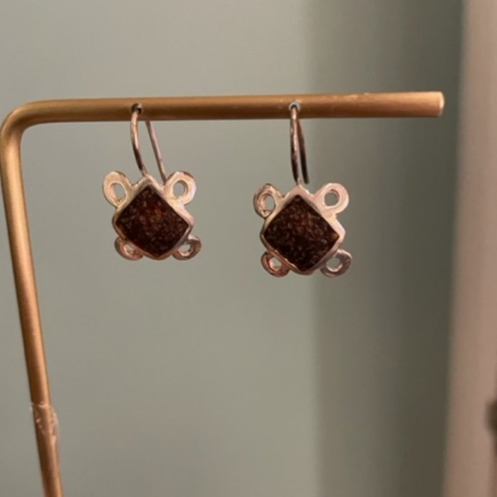 DAvid Urso Silver and brown resin drop earrings